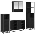 Juego de muebles de baño 4 pcs Roble Negro Madera contrachapada