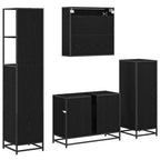 Juego de muebles de baño 4 pcs Roble Negro Madera contrachapada