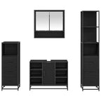 Juego de muebles de baño 4 pcs Roble Negro Madera contrachapada
