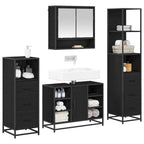 Juego de muebles de baño 4 pcs Roble Negro Madera contrachapada