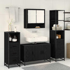 Juego de muebles de baño 4 pcs Roble Negro Madera contrachapada