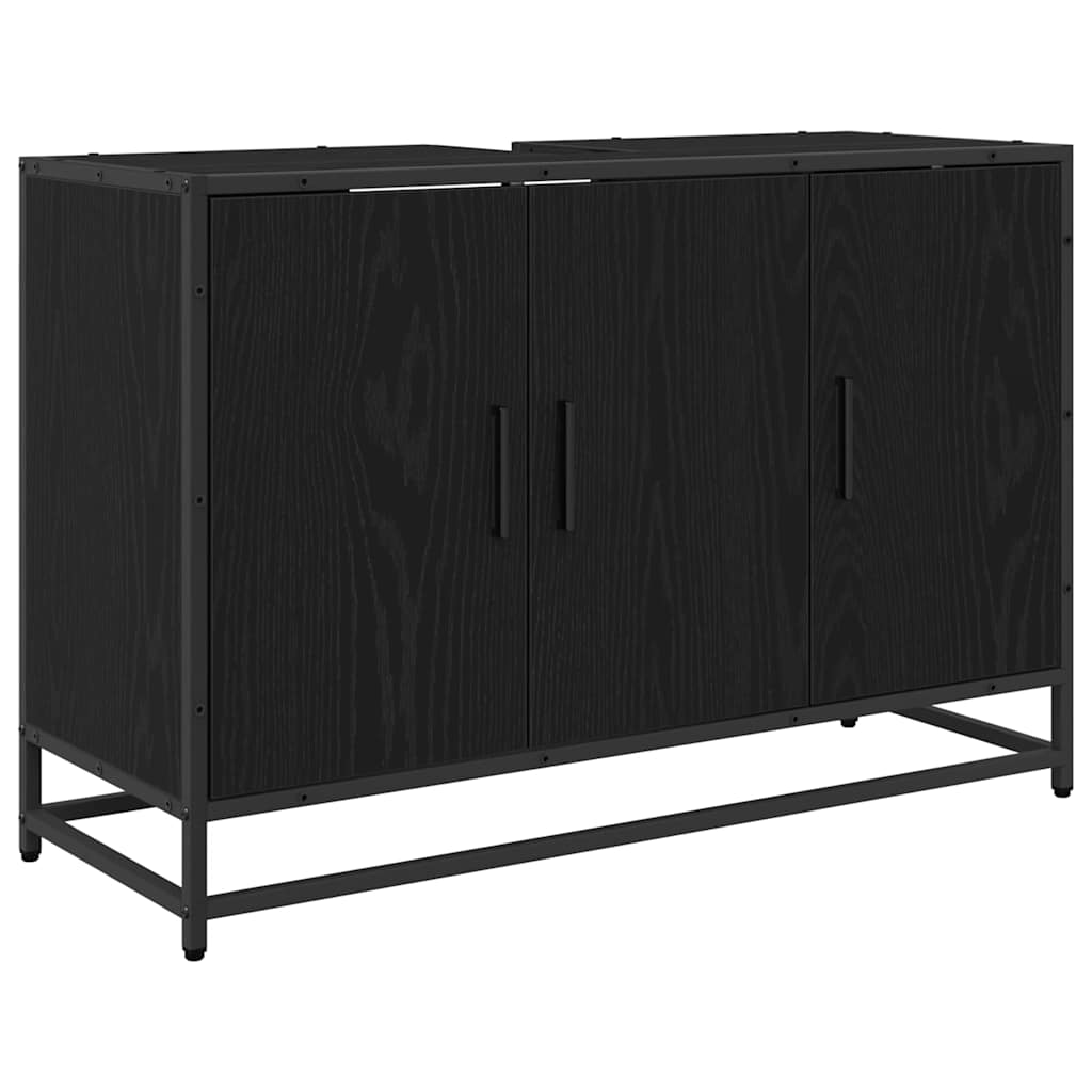 Juego de muebles de baño 4 pcs Roble Negro Madera contrachapada