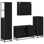 Juego de muebles de baño 4 pcs Roble Negro Madera contrachapada