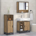 Juego de muebles de baño con estante 3 pcs Roble artesanal