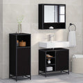Juego de muebles de baño 3 pcs Roble Negro Madera de ingeniería