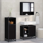 Juego de muebles de baño 3 pcs Roble Negro Madera de ingeniería