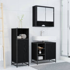 Juego de muebles de baño 3 pcs Roble Negro Madera de ingeniería