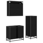 Juego de muebles de baño 3 pcs Roble Negro Madera de ingeniería