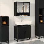 Juego de muebles de baño 2 pcs Roble Negro Madera contrachapada