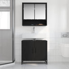 Juego de muebles de baño 2 pcs Roble Negro Madera contrachapada