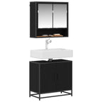 Juego de muebles de baño 2 pcs Roble Negro Madera contrachapada