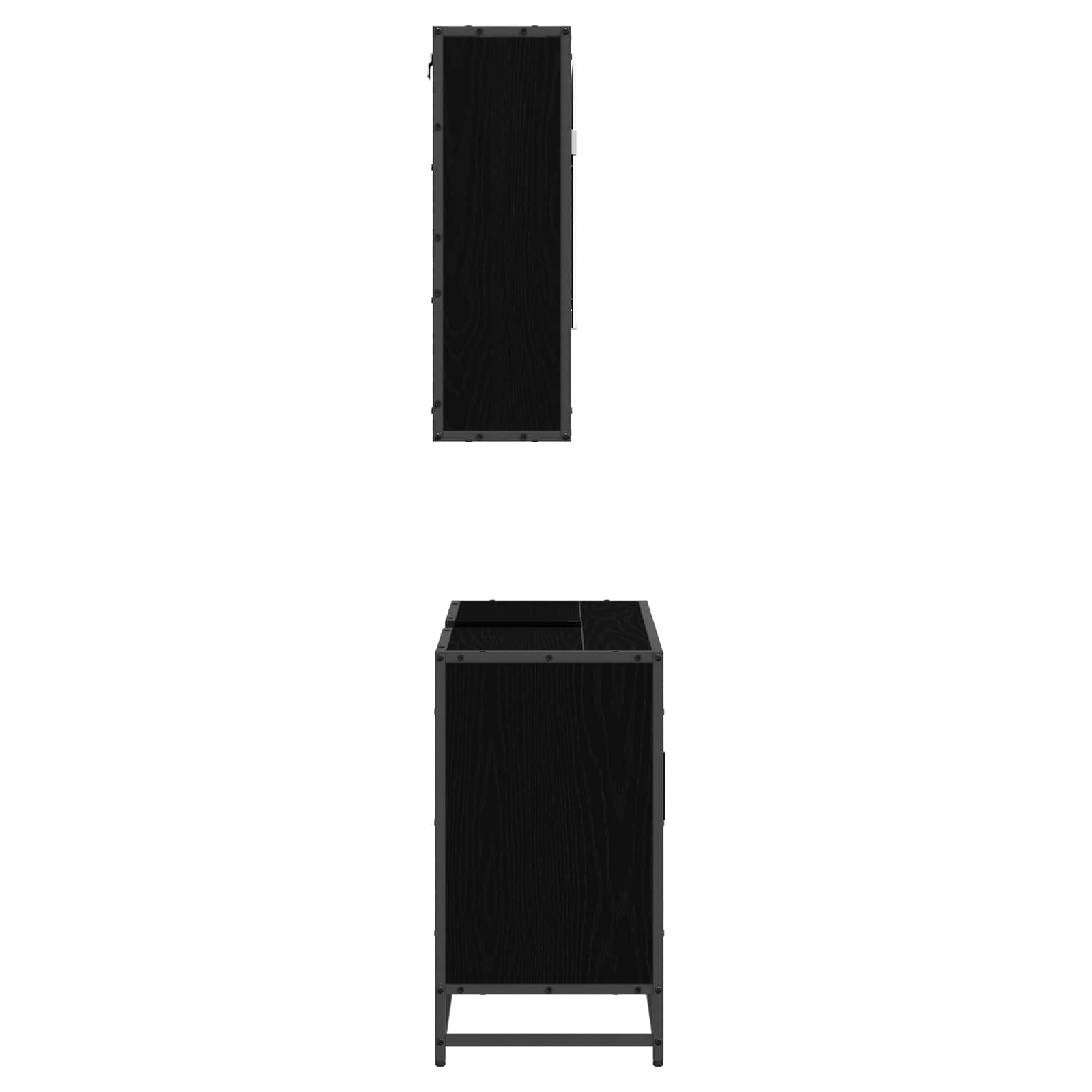 Juego de muebles de baño 2 pcs Roble Negro Madera contrachapada