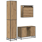 Juego de muebles de baño con estante 3 pcs Roble artesanal