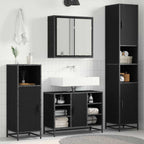 Juego de muebles de baño 4 pcs Roble Negro Madera de ingeniería
