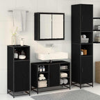 Juego de muebles de baño 4 pcs Roble Negro Madera de ingeniería
