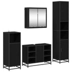 Juego de muebles de baño 4 pcs Roble Negro Madera de ingeniería