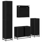 Juego de muebles de baño 4 pcs Roble Negro Madera de ingeniería