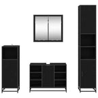 Juego de muebles de baño 4 pcs Roble Negro Madera de ingeniería