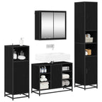 Juego de muebles de baño 4 pcs Roble Negro Madera de ingeniería