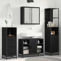 Juego de muebles de baño 4 pcs Roble Negro Madera contrachapada