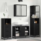 Juego de muebles de baño 4 pcs Roble Negro Madera contrachapada