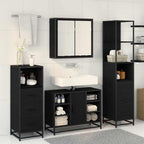Juego de muebles de baño 4 pcs Roble Negro Madera contrachapada