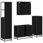 Juego de muebles de baño 4 pcs Roble Negro Madera contrachapada