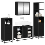 Juego de muebles de baño 4 pcs Roble Negro Madera contrachapada