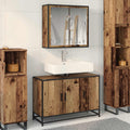 Juego de muebles de baño con estante 2 pcs Madera Vieja