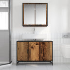 Juego de muebles de baño con estante 2 pcs Madera Vieja