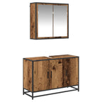 Juego de muebles de baño con estante 2 pcs Madera Vieja