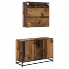 Juego de muebles de baño con estante 2 pcs Madera Vieja