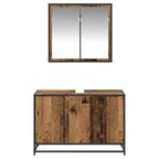 Juego de muebles de baño con estante 2 pcs Madera Vieja