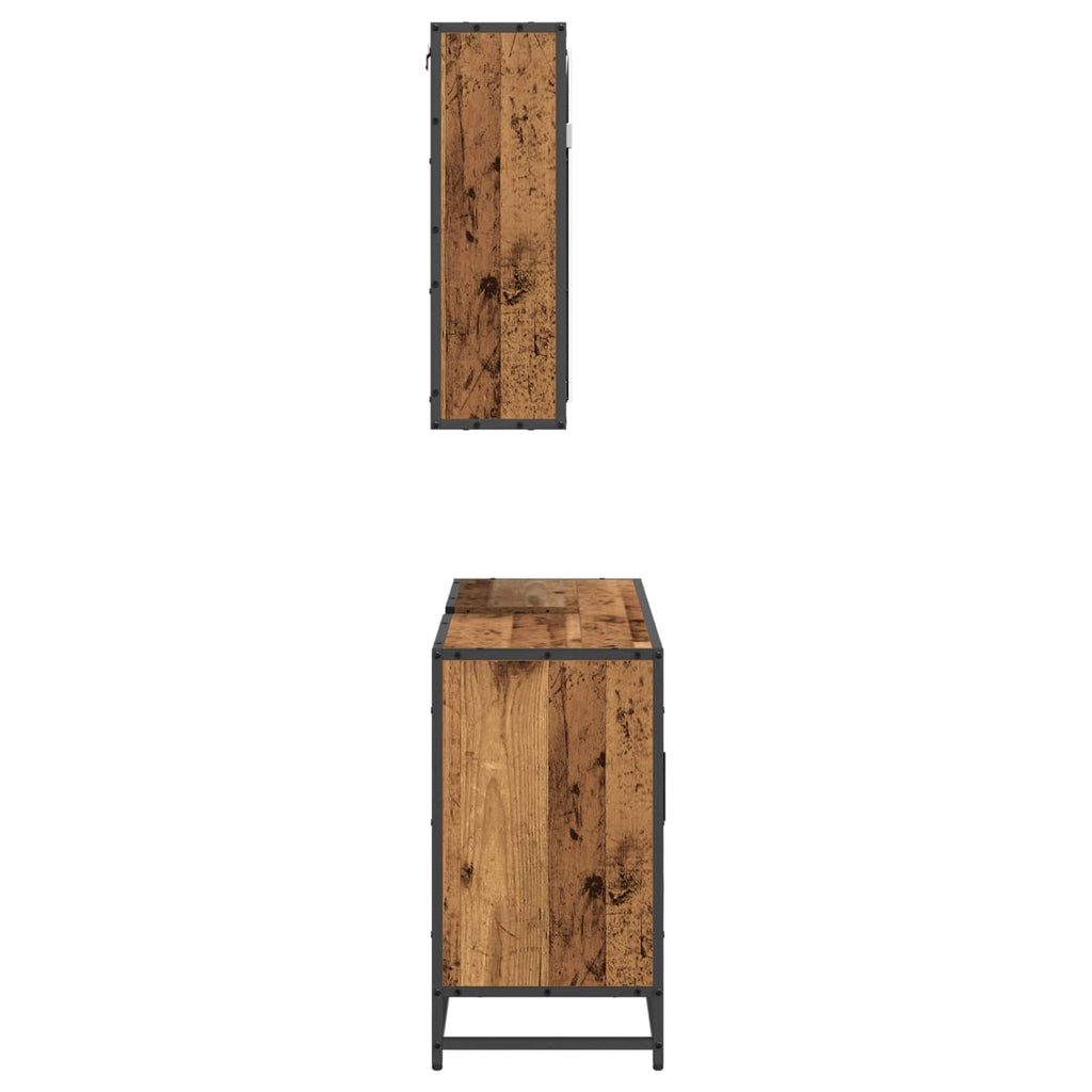 Juego de muebles de baño con estante 2 pcs Madera Vieja