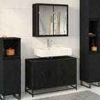 Juego de muebles de baño 2 pcs Roble Negro Madera contrachapada
