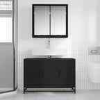 Juego de muebles de baño 2 pcs Roble Negro Madera contrachapada