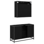 Juego de muebles de baño 2 pcs Roble Negro Madera contrachapada