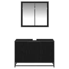 Juego de muebles de baño 2 pcs Roble Negro Madera contrachapada