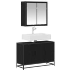 Juego de muebles de baño 2 pcs Roble Negro Madera contrachapada
