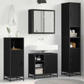 Juego de muebles de baño 3 pcs Roble Negro Madera contrachapada