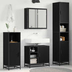 Juego de muebles de baño 3 pcs Roble Negro Madera contrachapada