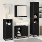 Juego de muebles de baño 3 pcs Roble Negro Madera contrachapada