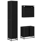 Juego de muebles de baño 3 pcs Roble Negro Madera contrachapada