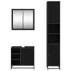 Juego de muebles de baño 3 pcs Roble Negro Madera contrachapada