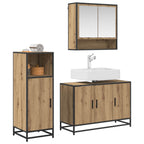 Juego de muebles de baño con estante 3 pcs Roble artesanal