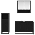 Juego de muebles de baño 3 pcs Roble Negro Madera de ingeniería
