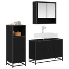 Juego de muebles de baño 3 pcs Roble Negro Madera de ingeniería