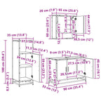 Juego de muebles de baño 3 pcs Roble Negro Madera de ingeniería