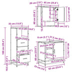 Juego de muebles de baño 3 pcs Roble Negro Madera contrachapada