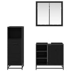 Juego de muebles de baño 3 pcs Roble Negro Madera contrachapada